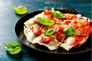 ravioli-with-tomato-sauce-and-basil-picture-id478215884-F