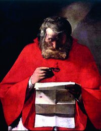 San Gerórino leyenmdo una carta de Georges Latour F
